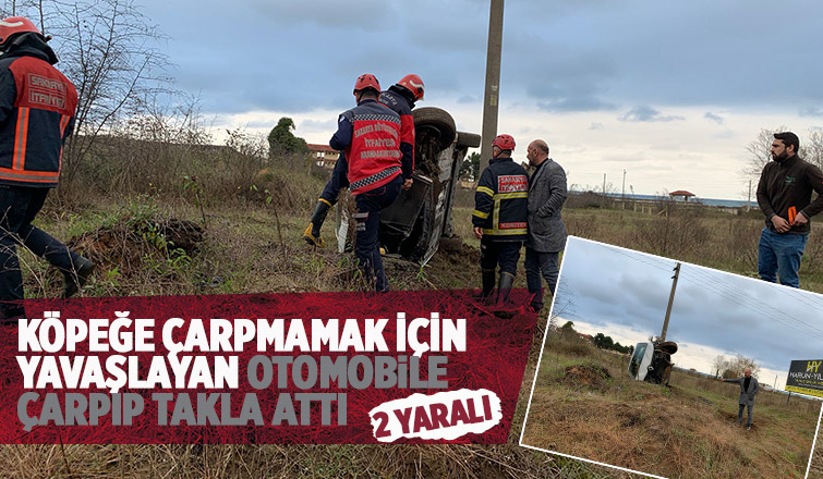 Karasu'da otomobil takla attı: 2 yaralı