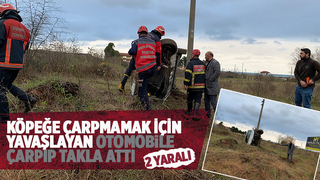 Karasu'da otomobil takla attı: 2 yaralı