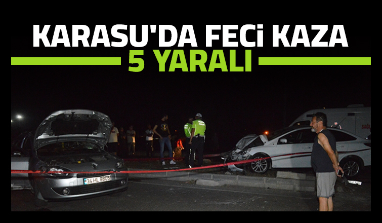 Karasu'da otomobiller çarpıştı: 5 yaralı