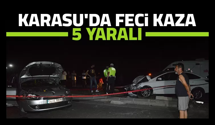 Karasu'da otomobiller çarpıştı: 5 yaralı