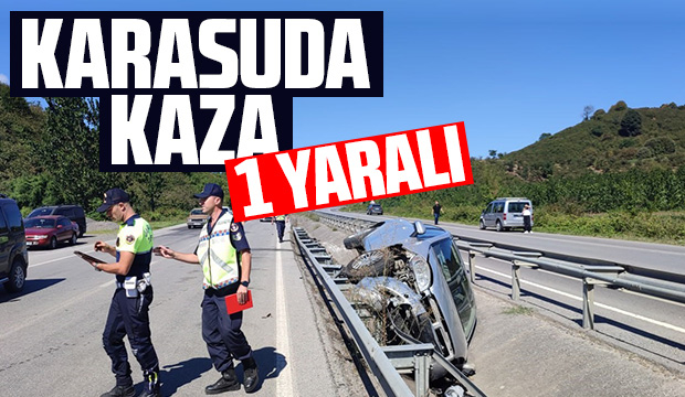 Karasu'da refüje yatan otomobilde bir kişi yaralandı