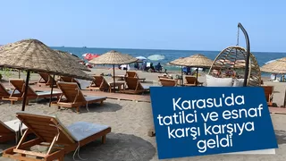Karasu sahilinde tatilci ve esnaf karşı karşıya geldi
