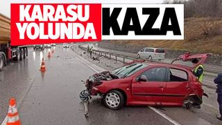 Karasu yolunda bariyerlere girdi