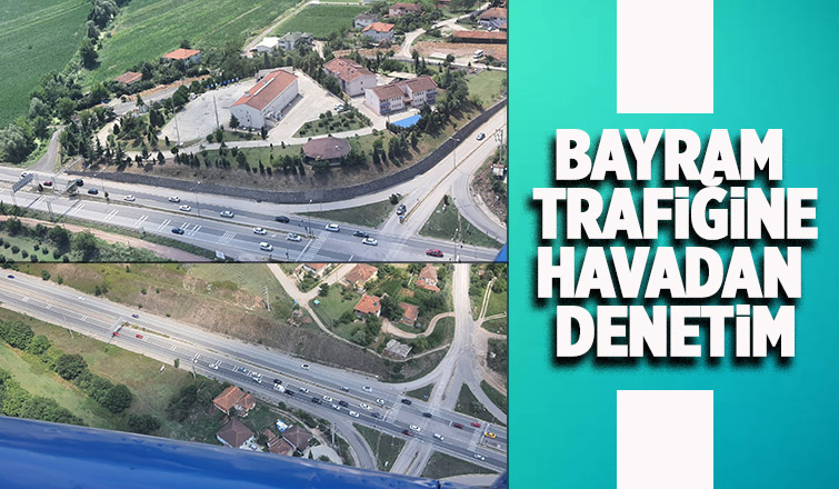 Karasu yolunda helikopterli trafik denetimi