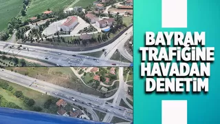 Karasu yolunda helikopterli trafik denetimi