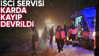 Karasu yolunda işçi servisi devrildi