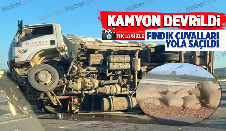 Karasu yolunda kaza; Fındıklar yola saçıldı