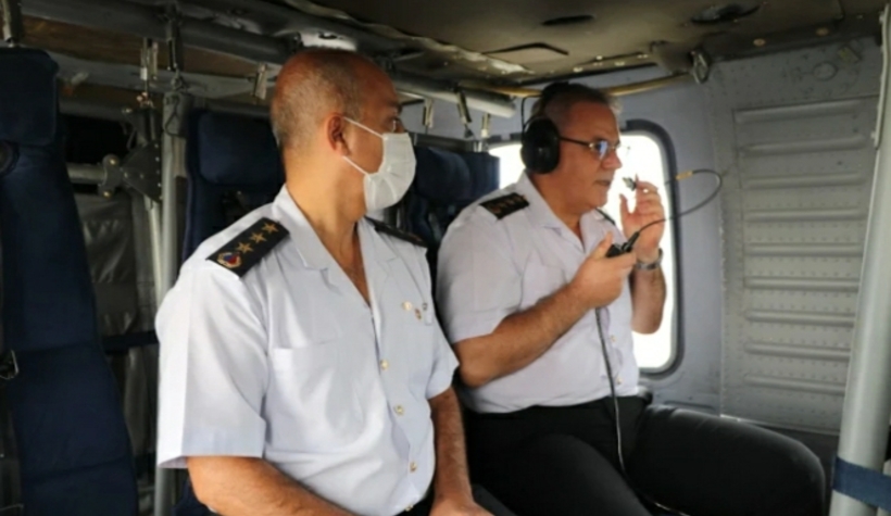 Karasu yolunda Skorsky ile trafik denetimi