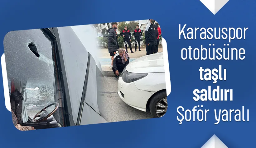 Karasuspor otobüsüne taşlı saldırı