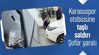Karasuspor otobüsüne taşlı saldırı