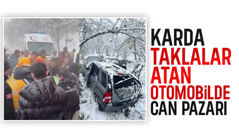 Karda kayan otomobil taklalar attı: 3 yaralı