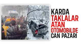 Karda kayan otomobil taklalar attı: 3 yaralı