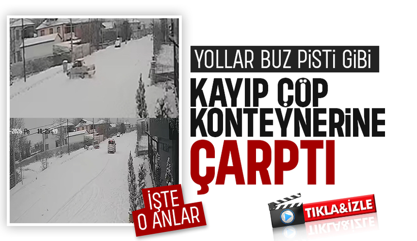 Karda kayıp kaza yaptı; İşte o anlar