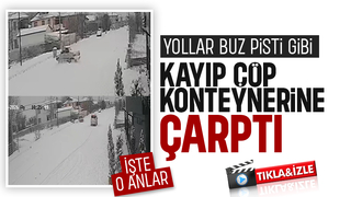 Karda kayıp kaza yaptı; İşte o anlar