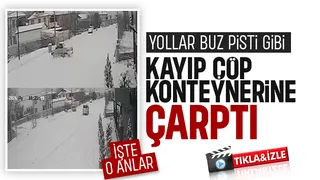 Karda kayıp kaza yaptı; İşte o anlar