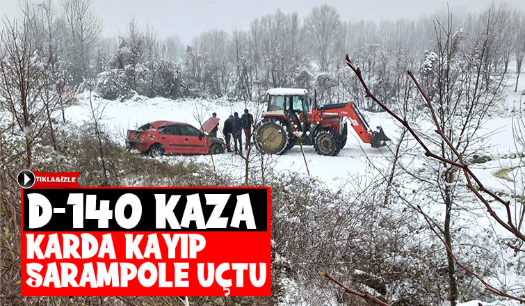 Karda kayıp şarampole uçtu