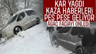 Karda kaza yapan araç için seferber oldular