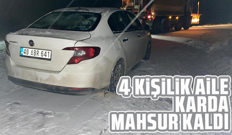 Karda mahsur kalan aile kurtarıldı