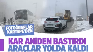 Kartepe'de araçlar yolda kaldı