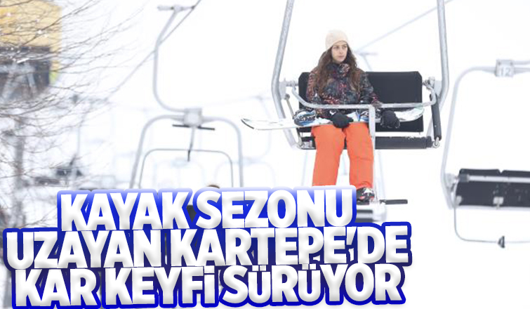 Kartepe'de kayak keyfi sürüyor