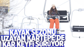 Kartepe'de kayak keyfi sürüyor