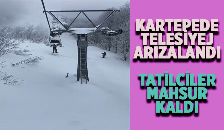 Kartepe'de telesiyej arızalandı, atlayıp kurtuldular