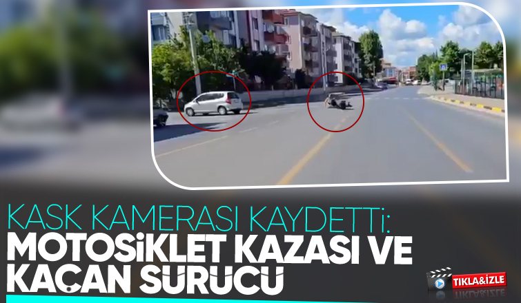 Kask kamerasına yansıyan kaza: Sinyal vermeyen sürücüsü kaçtı