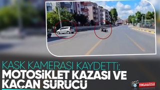 Kask kamerasına yansıyan kaza: Sinyal vermeyen sürücüsü kaçtı