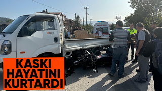 Kaskı sayesinde kazayı hafif yaralı atlattı