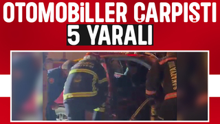 Kavşakta otomobiller çarpıştı: 5 yaralı