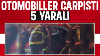 Kavşakta otomobiller çarpıştı: 5 yaralı