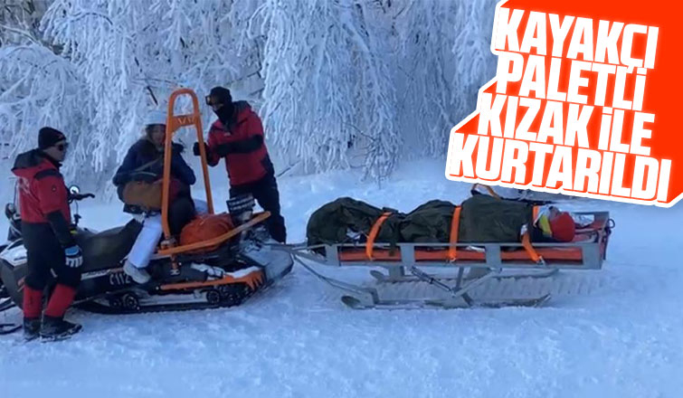 Kayakçı paletli kızak ile kurtarıldı