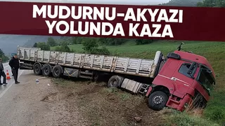 Kayan tır yoldan çıktı