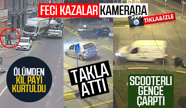 Kaza anları kamerada; Ölümden böyle kurtuldu