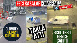 Kaza anları kamerada; Ölümden böyle kurtuldu