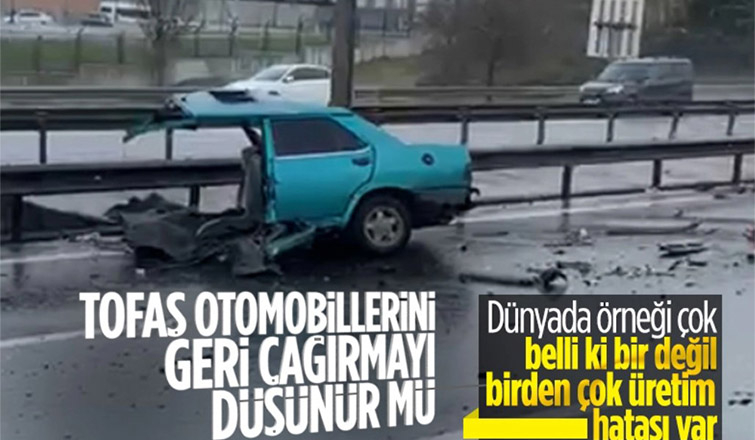 Kaza yapa otomobil ortadan ikiye bölündü