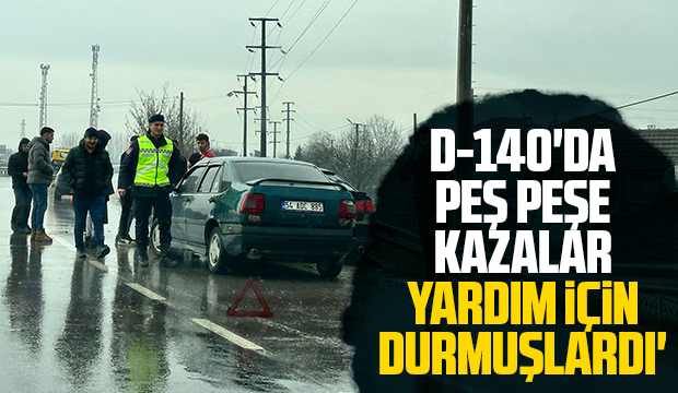 Kaza yapana yardım için duran araca otomobil çarptı