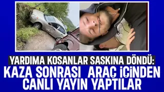 Kaza yaptılar, araçtan çıkmak yerine canlı yayın açtılar!