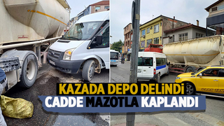 Kazada depo delindi mazot caddeye aktı