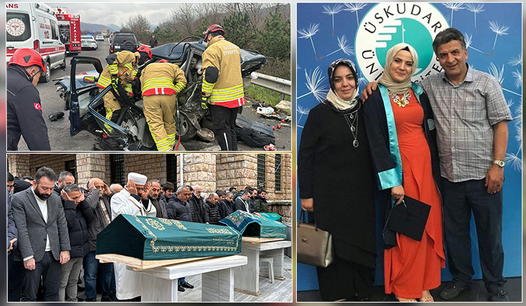 Kazada ölen anne, baba ve kızları toprağa verildi