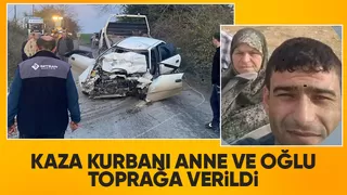 Kazada ölen anne ve oğluna acı veda