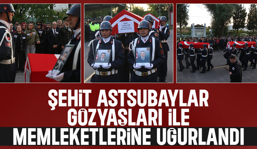 Kazada şehit olan astsubaylar gözyaşlarıyla memleketlerine uğurlandı