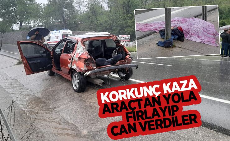 Kazada yola fırlayan 2 kişi öldü