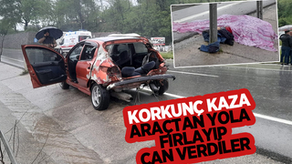 Kazada yola fırlayan 2 kişi öldü