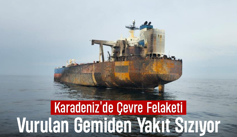 Kefken açıklarında vurulan gemiden yakıt sızıyor