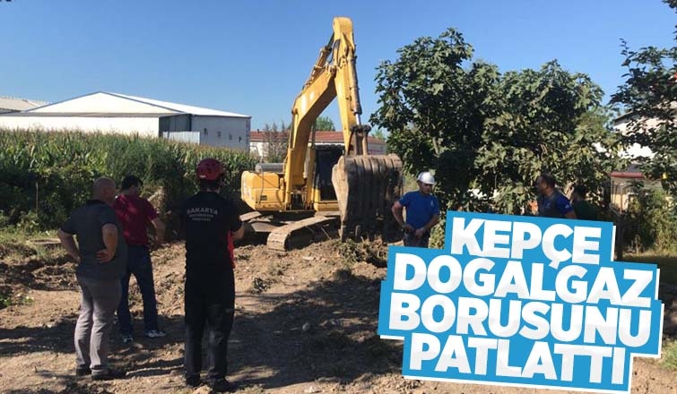 Kepçe doğalgaz borusunu patlattı