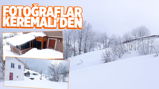 Keremali'de evler kar altında kalmak üzere