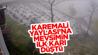 Keremali Yaylası'na mevsimin ilk karı düştü