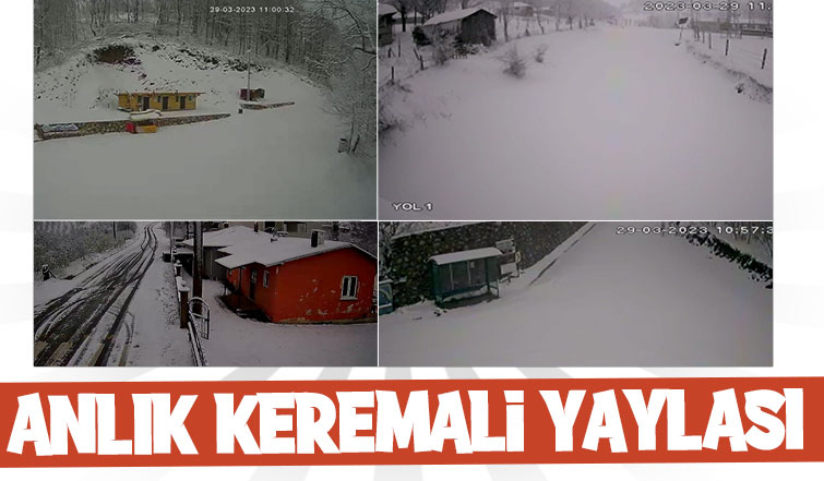 Keremali Yaylası'nda kar yağışı etkili oluyor