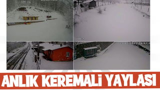 Keremali Yaylası'nda kar yağışı etkili oluyor